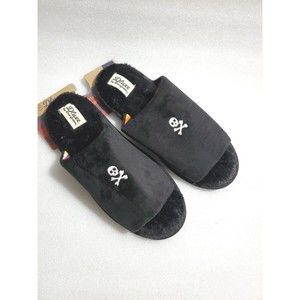 Women's Dluxe by Dearfoams Black Skull Slippers  Size Large 9-10